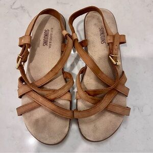 GH Bass Sunjuns Sandals Margie Tan Leather Strappy Buckle Slingback Women 8M